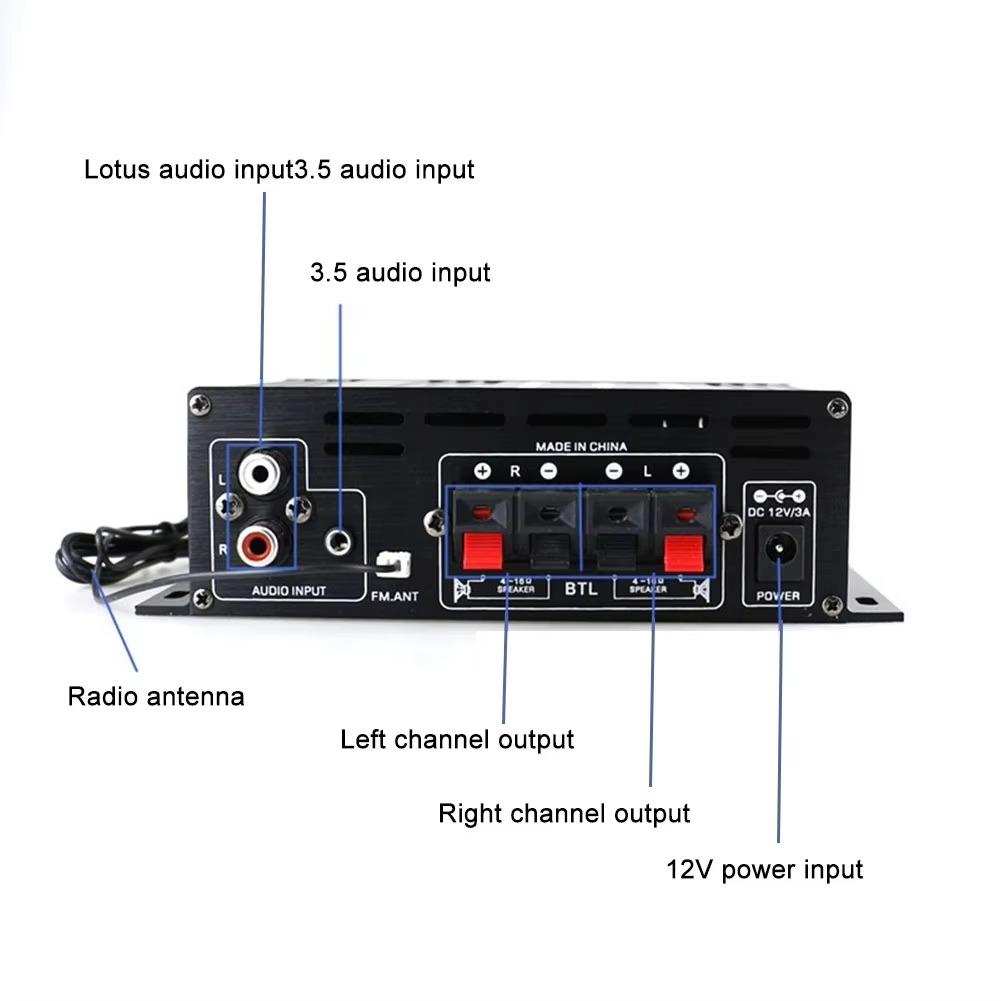 AK-380 Bluetooth Hi-Fi Audio Amplifier 40Wx2 Stereo Power Amp with Remote Control USB SD AUX Input For Home/Car