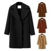 Damen Plus Size Wolljacke Zweireihig Umlegekragen Mantel Einfarbig Locker Thermisch Langärmelig Frühling Herbst Winter Pendeln Verabredung