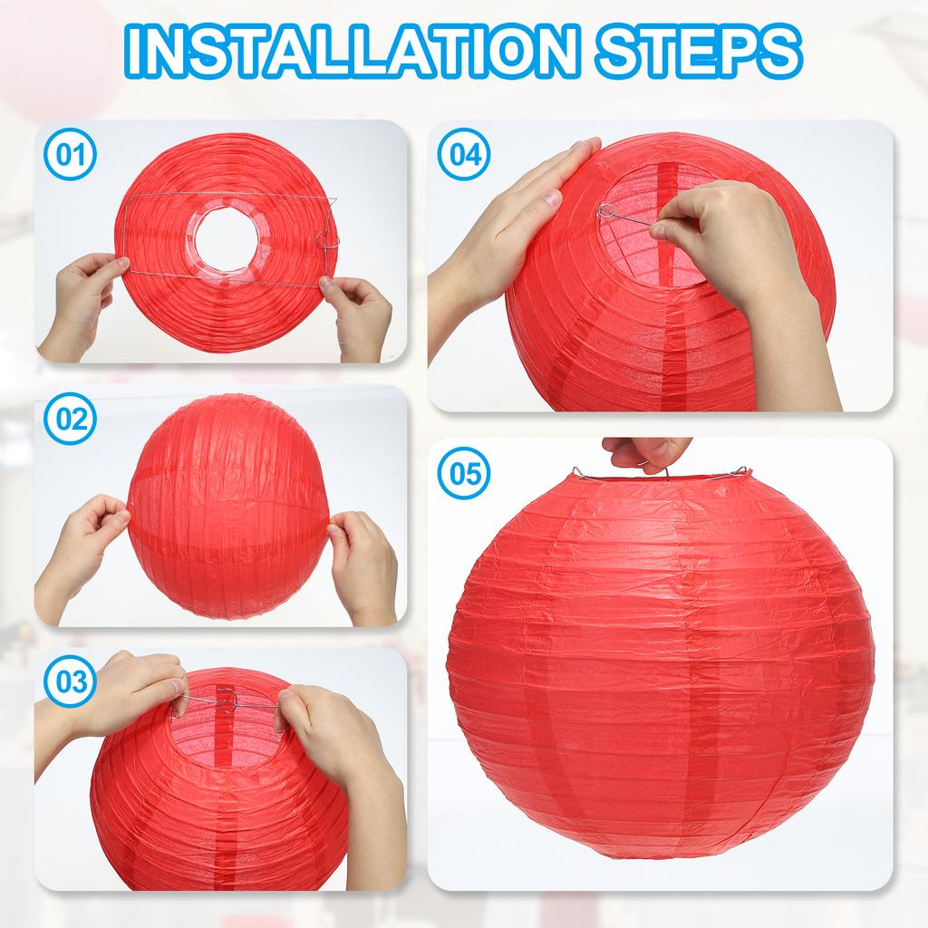 3 Pack Round Paper Lanterns Decorative Hanging Lanterns Lamp Party Decorations for Birthday Wedding Bridal Shower Home Decor