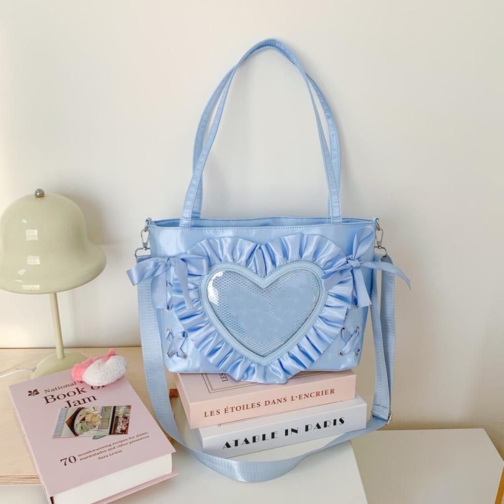 PU PVC Transparente Umhängetasche Schnürung Schleife Handtasche Kreative Anime Tragetasche Herren