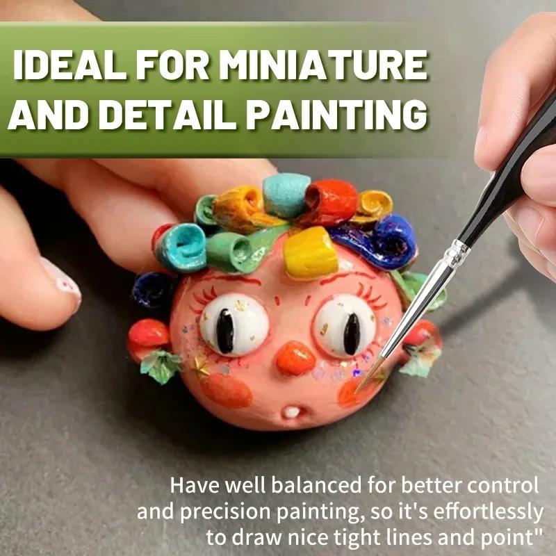 Fine Tip Paint Brush Set -Nylon Hair Extra Fine Detail Brushes for Acrylic, Models & Miniature Painting