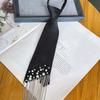 Korean Style Pearls Tie Black Decoration Shirt Tie Elegant Hand-beaded Long Necktie  Students