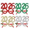 2026 Christmas Glasses with Creative Numbers - Funny Holiday Party Decor & New Year Photo Props Glitter Plastic Eyewear Frames