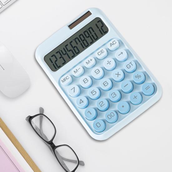 Mechanical Switch Calculator 12 Digits Large LCD Display Desktop Calculator Ergonomic Design Calculators for Teachers Students Office Home School