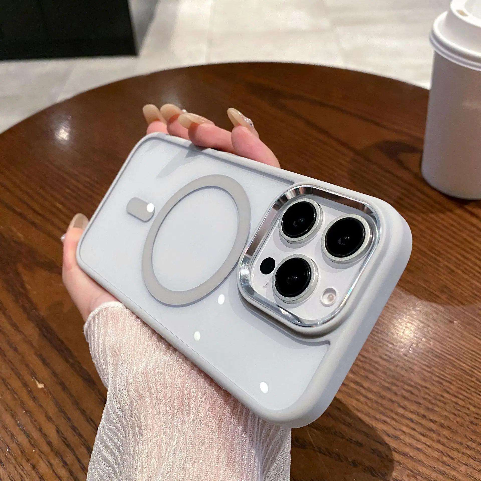 

Чехол для телефона Desert Titanium Gold с магнитной зарядкой для iPhone 16 15 14 13 12 11 Pro Max Plus с металлической рамкой для объектива Magsafe Твердая крышка For iPhone 15 Pro