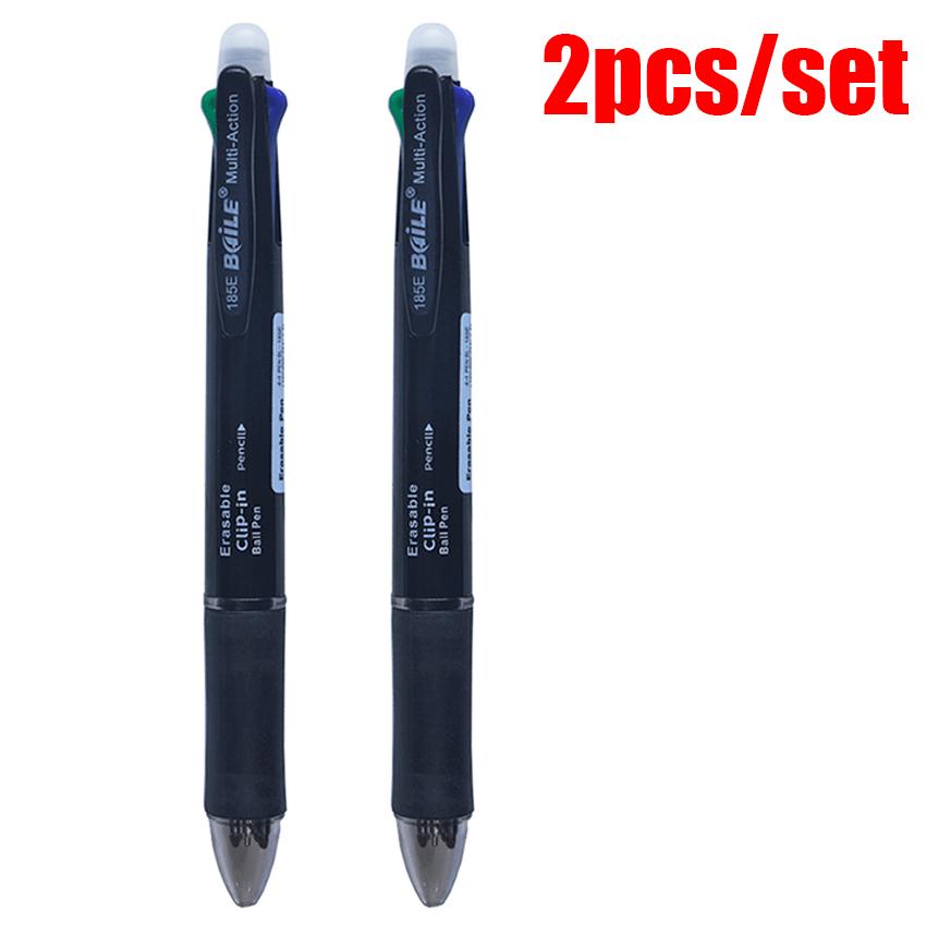Creative 5 in-1 Multicolor Erasable Gel Pens 2Pcs Automatic Pencil With Eraser For School Office Writing Supplies Stationery