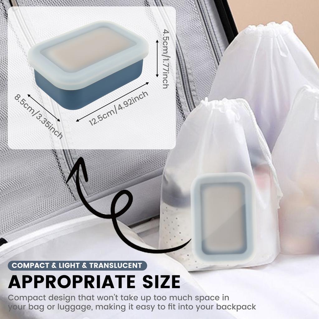 2Pcs Portable Soap Dishes Sealed Leakproof Travel Silicone with Drainage Pad Bathroom Soap Storage Box Waterproof Soap Holder