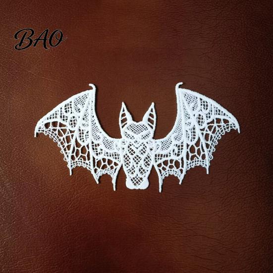 Durable Fabric Patches 2PCS Halloween Bat Embroidered Patch, Lace Gothic Wing Design Long-lasting DIY Clothing Badges, for Backpacks Jeans Jackets