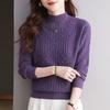 Knitted Bottoming 2025 New for Women Loose Lazy Style Rhombus Dot Solid Color Half Turtleneck All-match Sweater