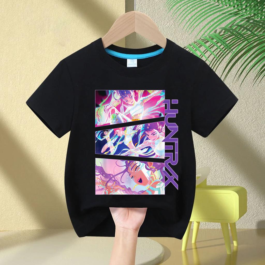 Kpop Caçadores de Demônios Roupas Infantis Camiseta de Manga Curta Camiseta Fofa Kpop Caçadores de Demônios Camiseta Harajuku para Meninos Meninas