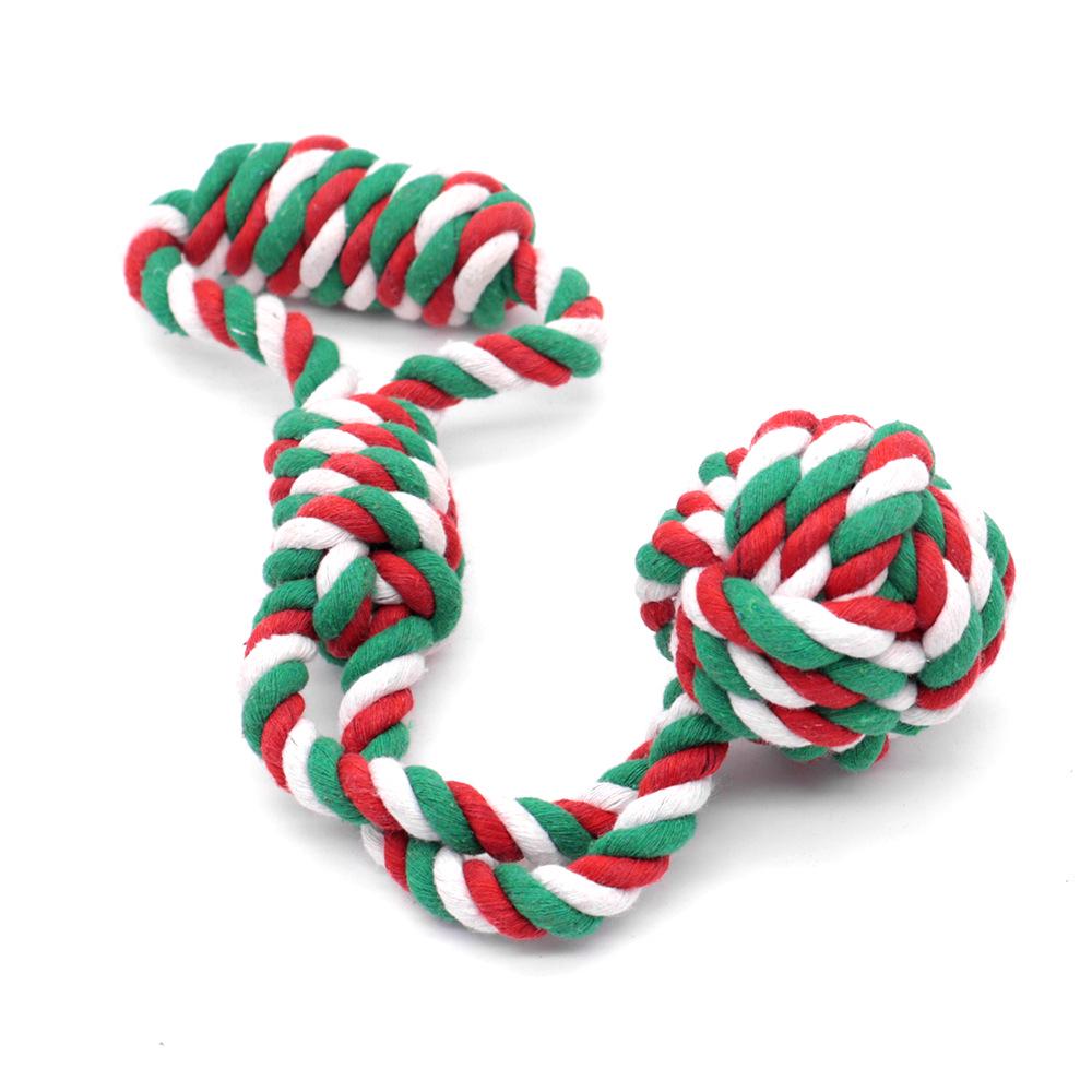 Christmas Cotton Rope Knot Toys - Bite-Resistant Teething Supplies for Dogs
