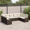 VidaXL 9-Piece Garden Sofa Set with Brown Cushions PE Rattan 3346878