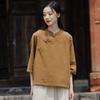 Cotton Linen Tops Chi-pao Collar Design Women Date Girls Elegant Retro Red White Shirt Blouse Vintage
