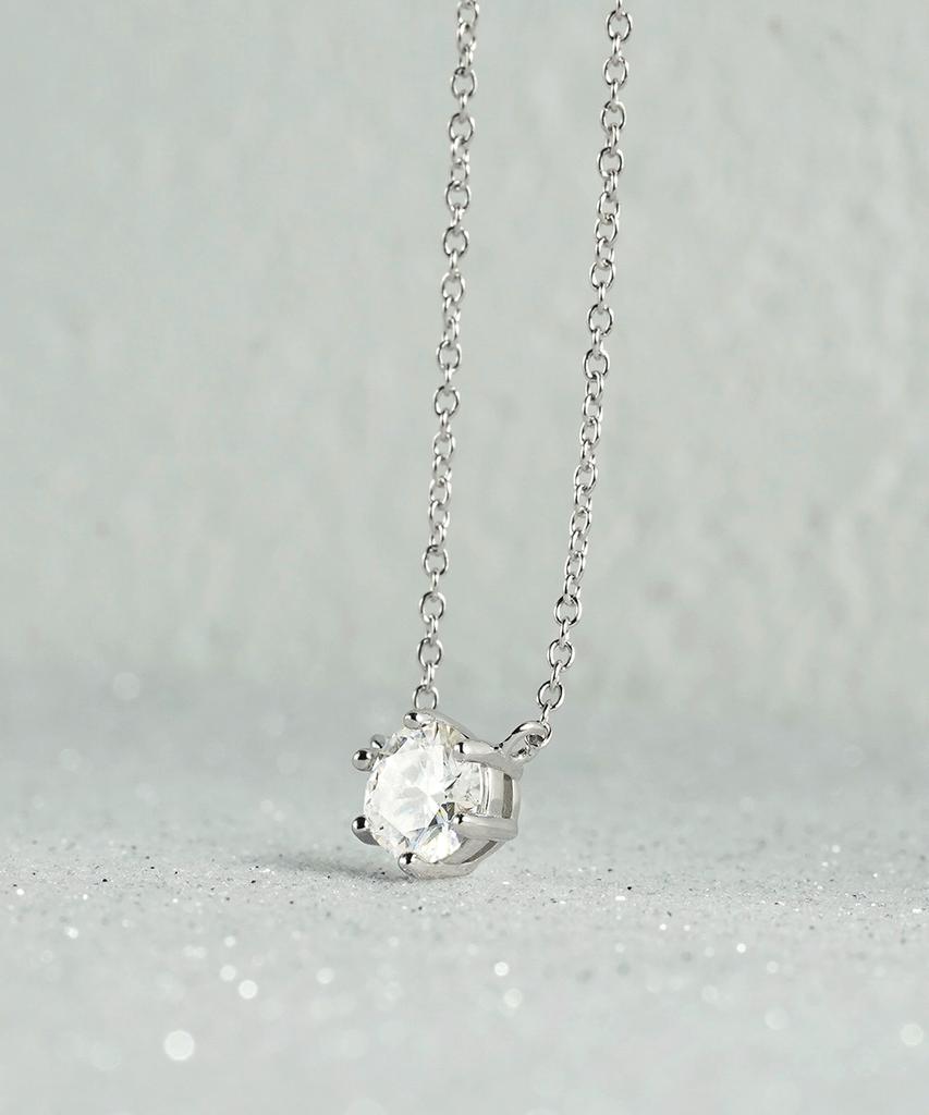 Dieuamour Pure Aura Moissanite Necklace 1 Carat 1 Stone Simulated Diamond 6-Prong