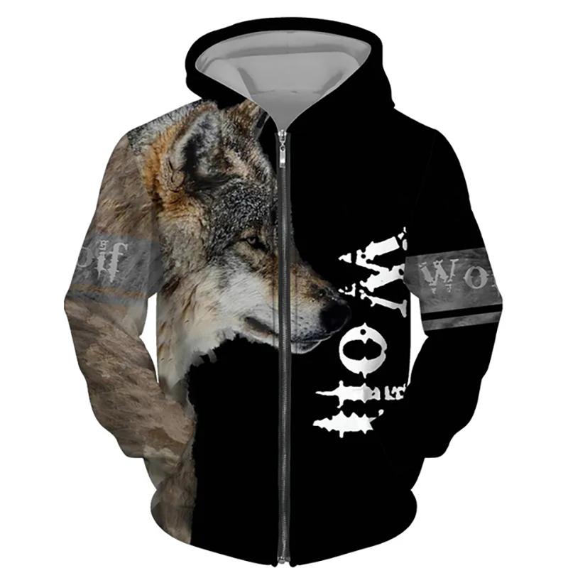 Animal Wolf 3D Print Hoodies Unisex Casual Fashion Streetwear Oversized Sweatshirts Zipper Hoodie Tracksuit