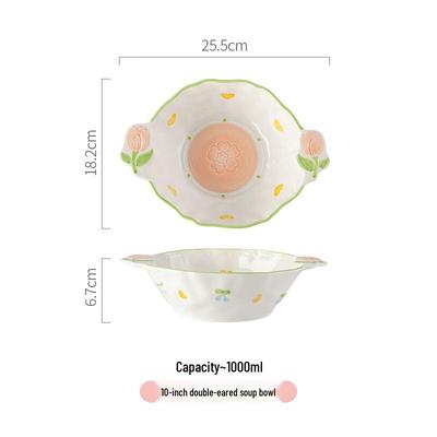 ZISIZ 10-Inch Double-Handle Soup Bowls