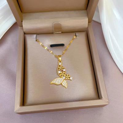Nouveau Collier Papillon Style Ins Simple pour Femmes avec Collier Pendentif d'Été Polyvalent Haut de Gamme