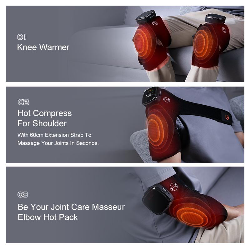 Multifunctional Graphene Heating 3in1 Knee Pads Elbow Shoulder Massage Belt Pain Relief Wrap Knee Massager