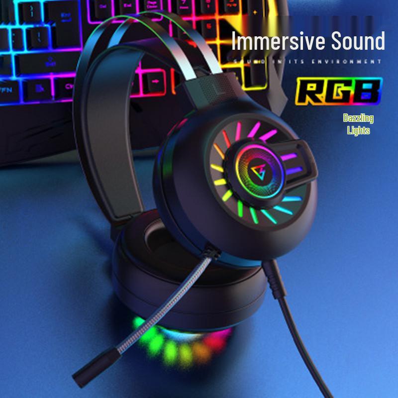 H300 RGB Luminous On-Ear Headphones - Heavy Bass Gaming Headset for E-Sports and 'Chicken Dinner' Wins.