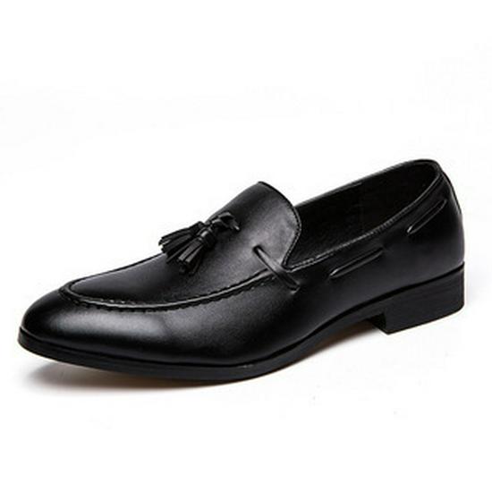 British Style Men s Casual Leather Tassel Loafers, 2021 Pointed Toe Slip-on Shoes for All Seasons, Korean Trend. Size 42