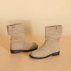 Grape Mom 2025 Winter New Short Martin Boots Korean Edition Fashion Pleated Pile Boots Korean Edition Boots for School Season