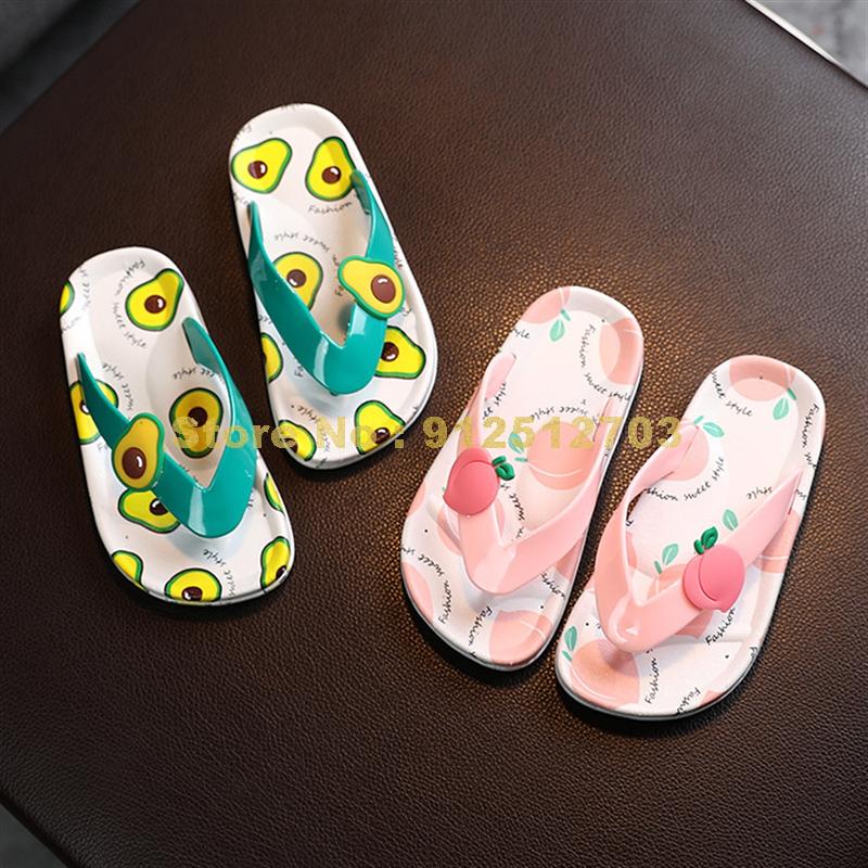Cartoon Fruit Pattern Flip Flop Kids Summer New Slippers Baby Girls Beach Shoes Travel Children Light Portable Sandal