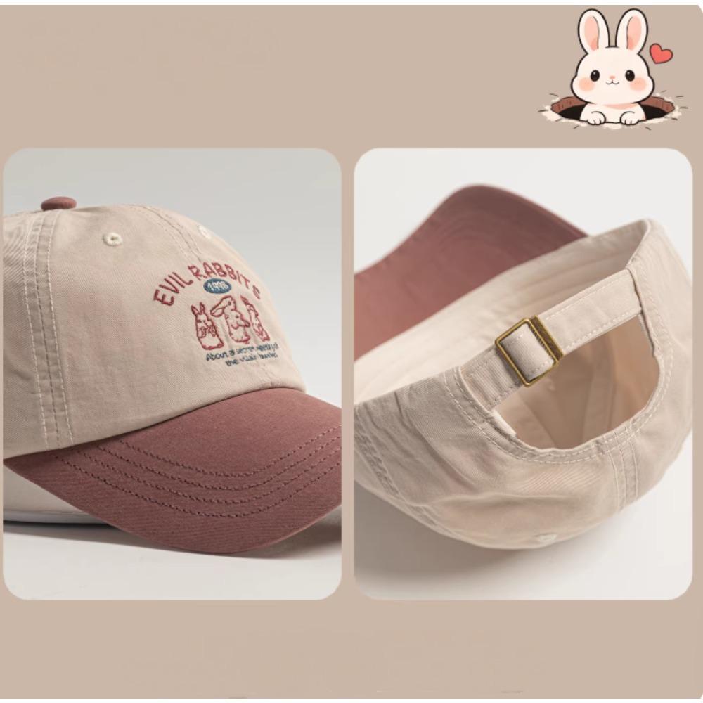 Korean Style Color Block Baseball Cap Cotton Mesh Breathable Hat with Embroidered Letters for Women Outdoor Casual Fashion Wear