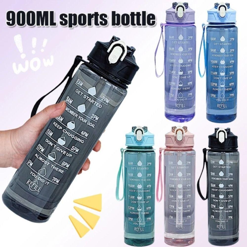 

Plastic Water Bottle 900ML Large Capacity Sports Water Cup New Straw Cup Students Adults рожевий