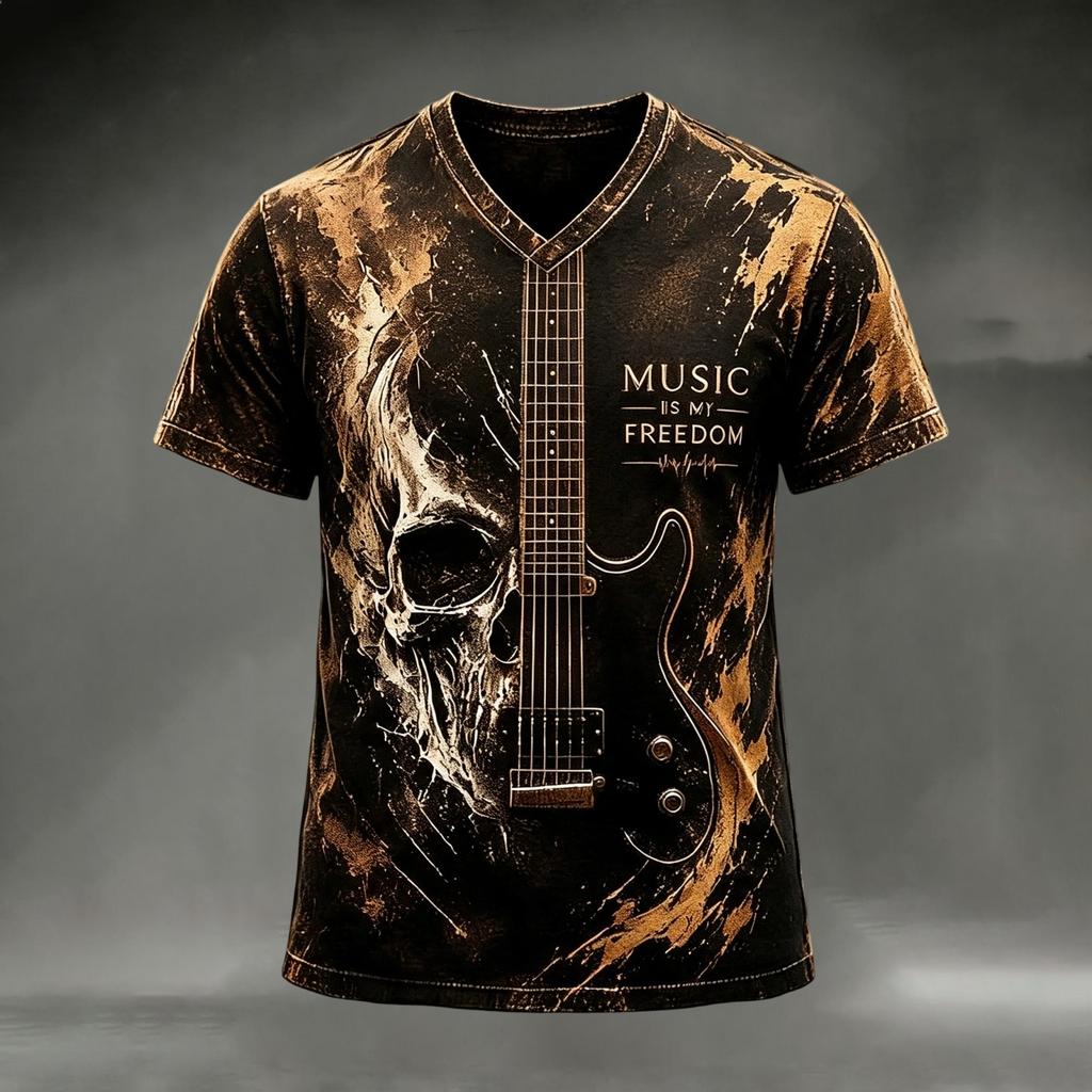 Men's Halloween Print V-Neck T-Shirt