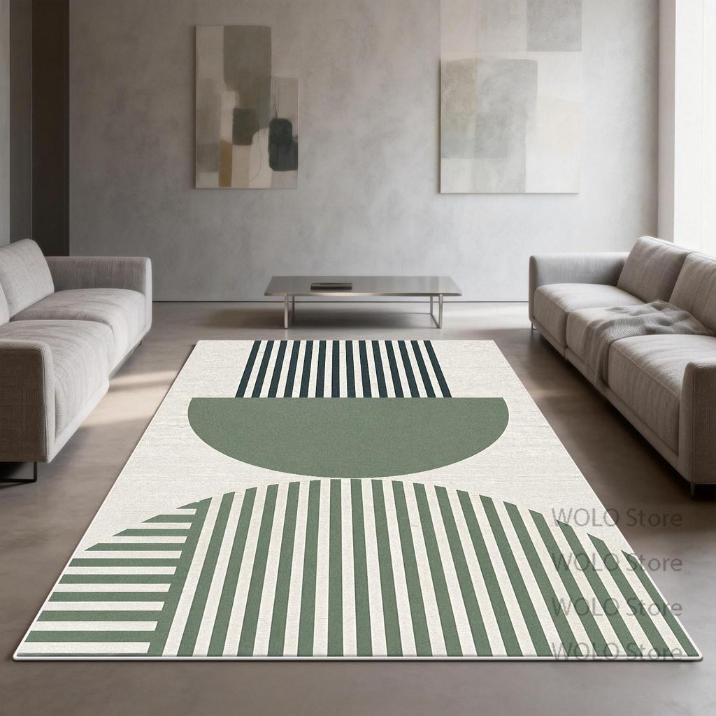 Modern Green Rugs Geometric Living Room Decoration Luxury Bedroom Customizable Carpet Washable Antiskid Study Floor Mat Lounge