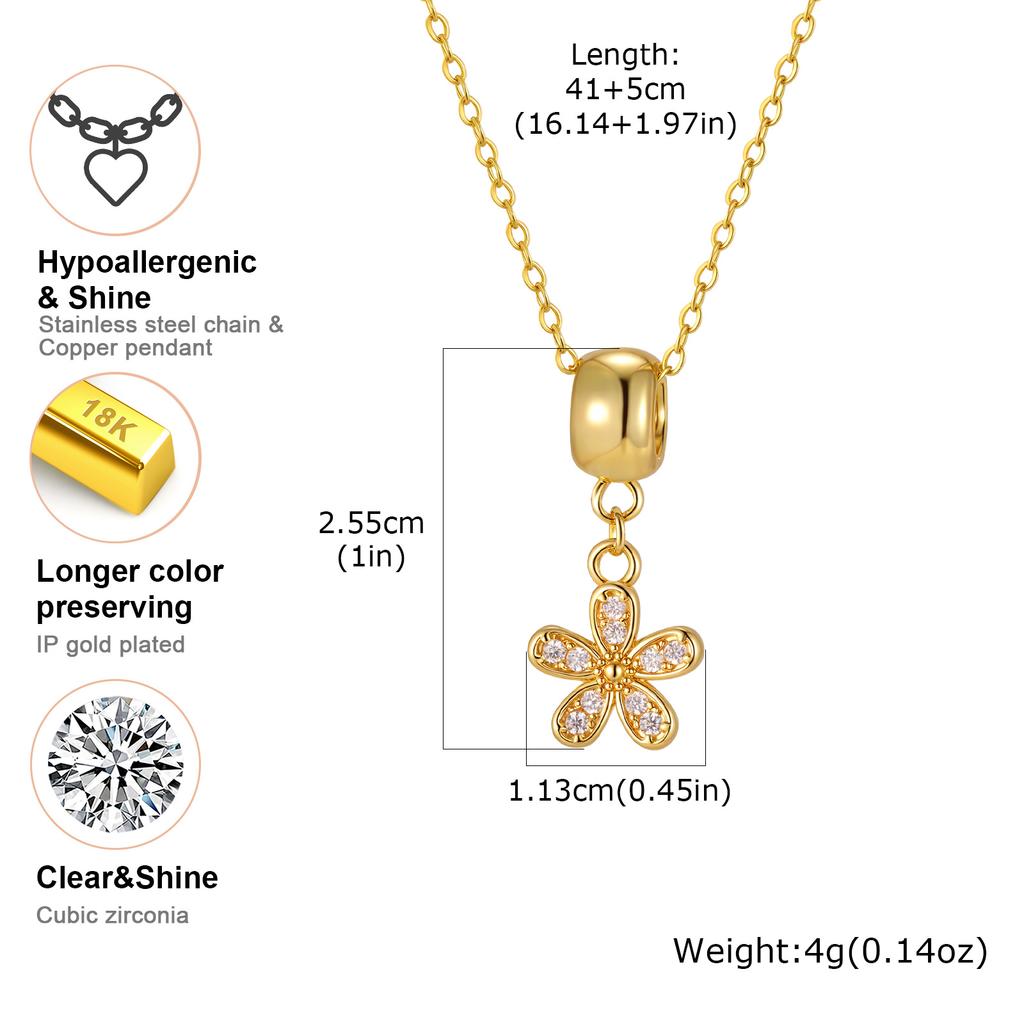 Pave Cubic Zirconia Charms Bowtie Flower Pendant Necklace for Women, Fashion Stainless Steel Clavicle Chain Necklaces Wholesale