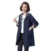 Spring Fall Women Jacket Hooded Long Sleeves Drawstring Plus Size Pockets Zipper Closure Windbreaker Mid Length Solid Color Big Pockets Windproof Warm