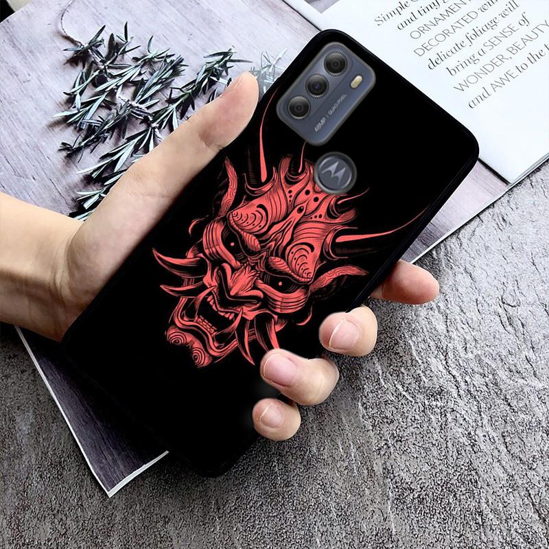 Samuraj Oni maska etui na telefon Motorola Moto E32 E20 E40 G22 G52 G20 G30 G100 G60 G50 G10 GPure GStylus G9 jedno działanie makro