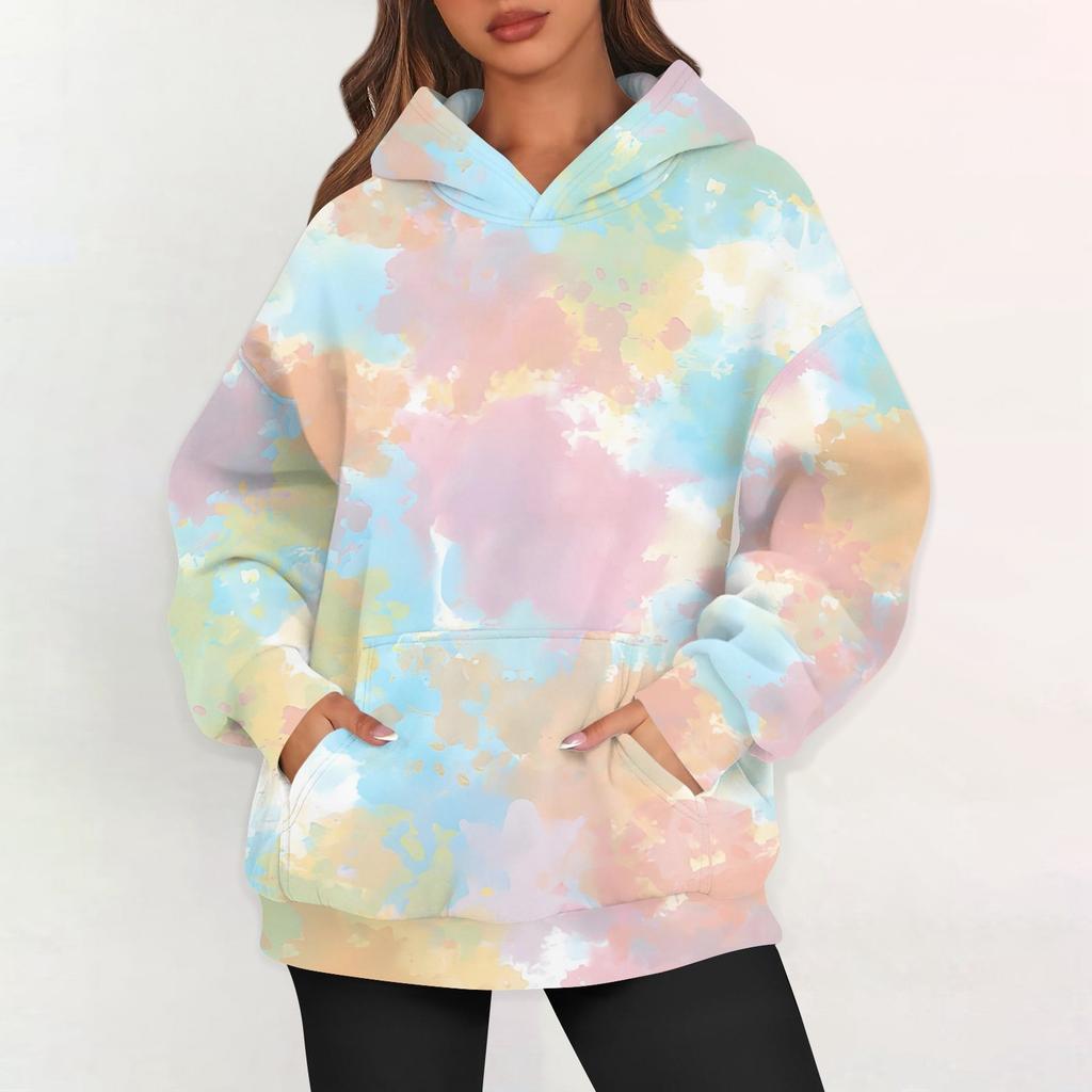 Dámské nadměrné mikiny s fleecovou kapucí, pulovry s dlouhým rukávem, outfity s kapsou