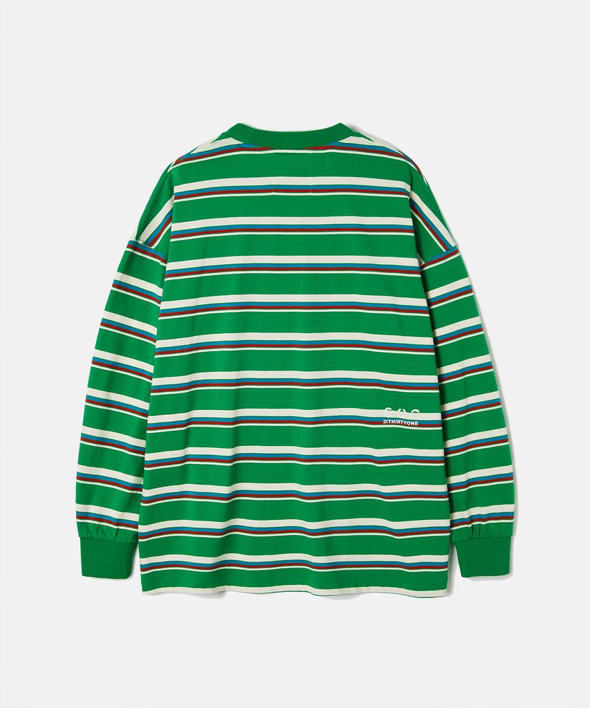 Dirty One Multi Stripe Long-Sleeved T-Shirt (Green)