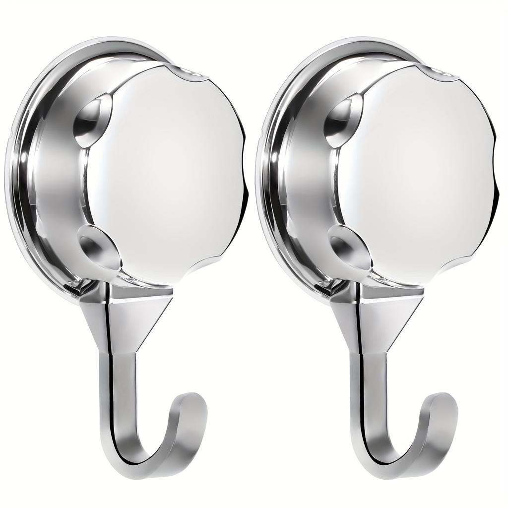 Klebehaken mit Saugnapf, Hochbelastbare Handtuchhaken zur Wandaufhängung an Duschtüren, Silberfarbene, verchromte Kunststoff-Wandhaken für Badezimmer, Küche