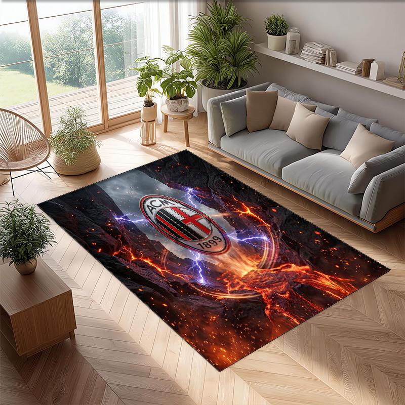 AC Milan Printed Flannel Area Rug Non Slip Soft Polyester Floor Carpet Indoor Decor Mat for Bedroom Living Room Sofa Game Room Home Decoration
