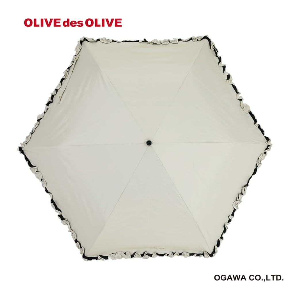 ogawa Sonnenschirm Faltbarer Schirm OLIVE des OLIVE Gerüscht Weiß Für sonnige und regnerische Tage Vollständiger Lichtblockierender Schnitt Hitzeschutz 70990 (Ogawa)