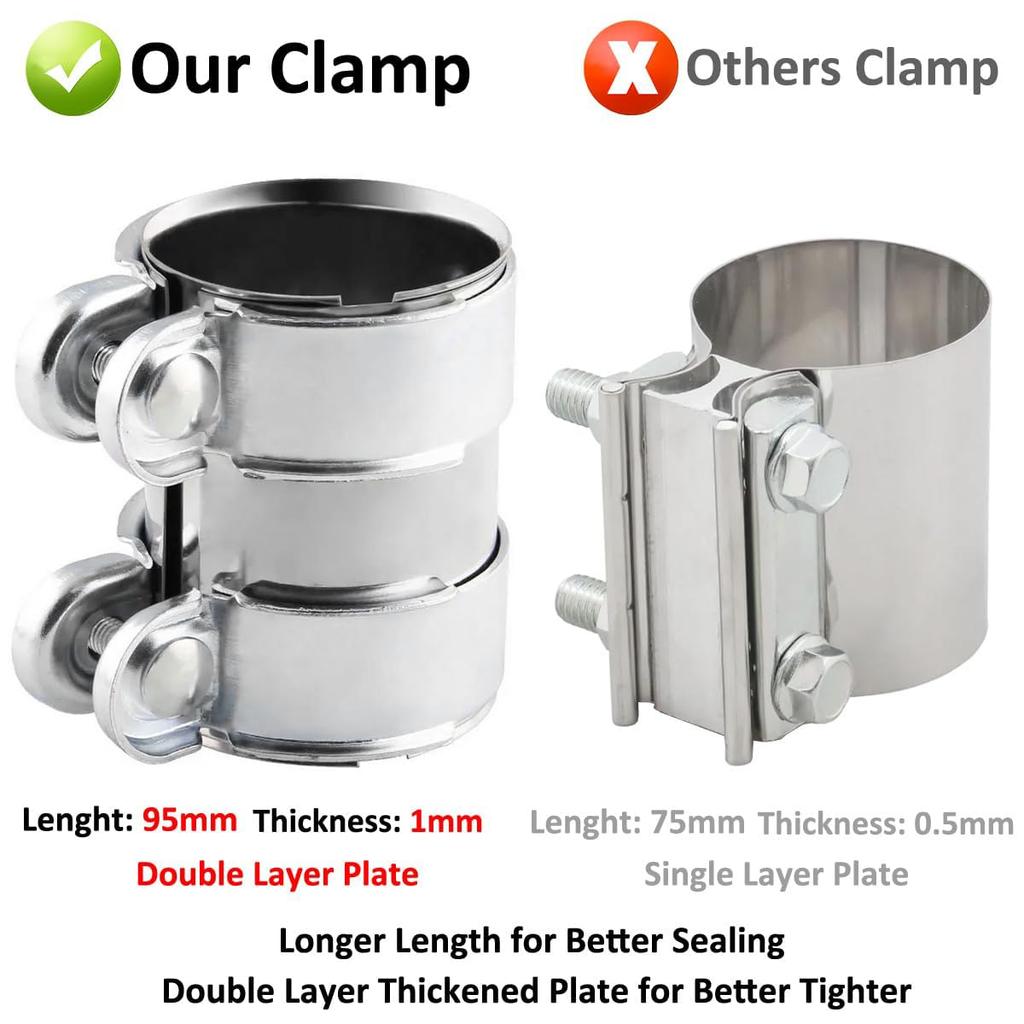 Muffler Band, Muffler Clamp, Length 3.7 inches (95 mm), General Purpose, Stainless Steel, Exhaust