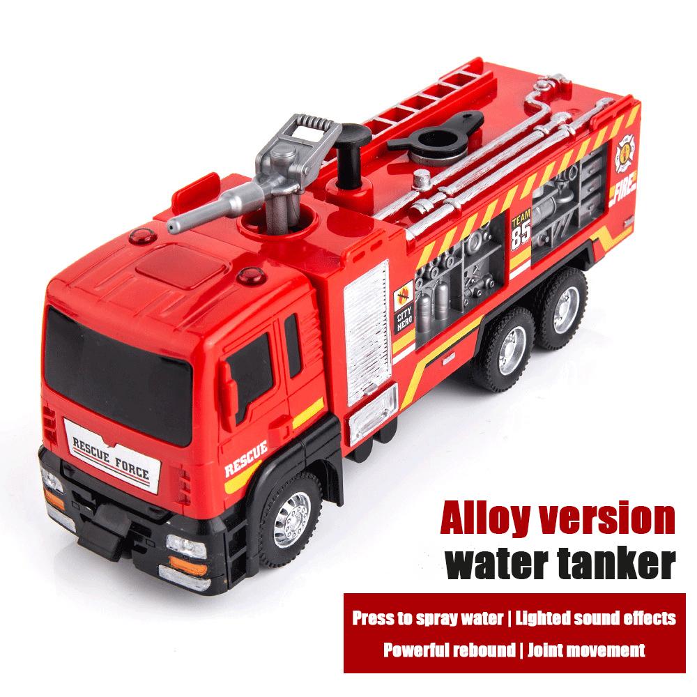 Non-Toxic Water Spray Fire Truck Toy Simulation Alloy Sound And Light Ladder Rescue Fire Truck Car Model Children'S Toys Birthday Gift