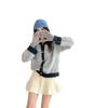 Autumn/Winter 2025 Color Block Knit Cardigan - Loose, Lazy French Style Retro Sweater