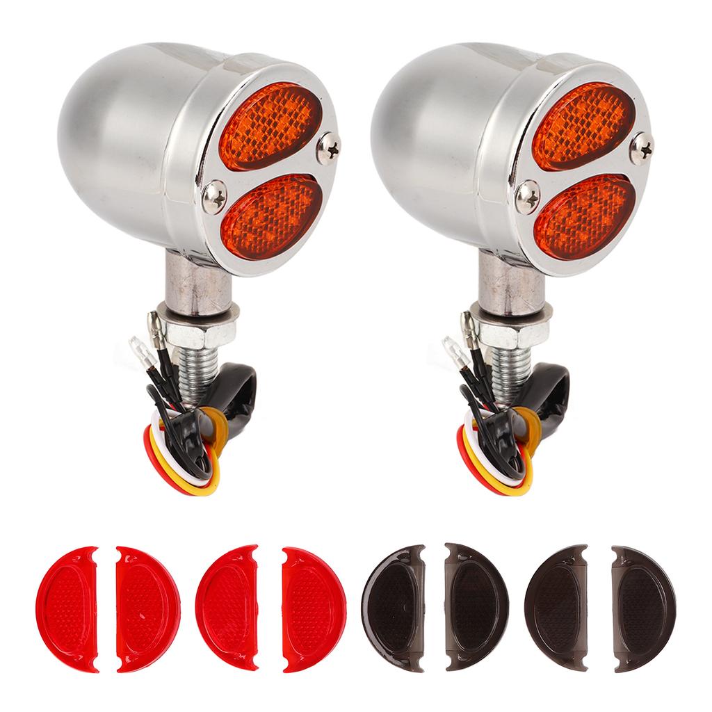 1 Pair Motorcycle LED Turn Signal Light Dual Color Indicator Blinker 12V for Motorbike