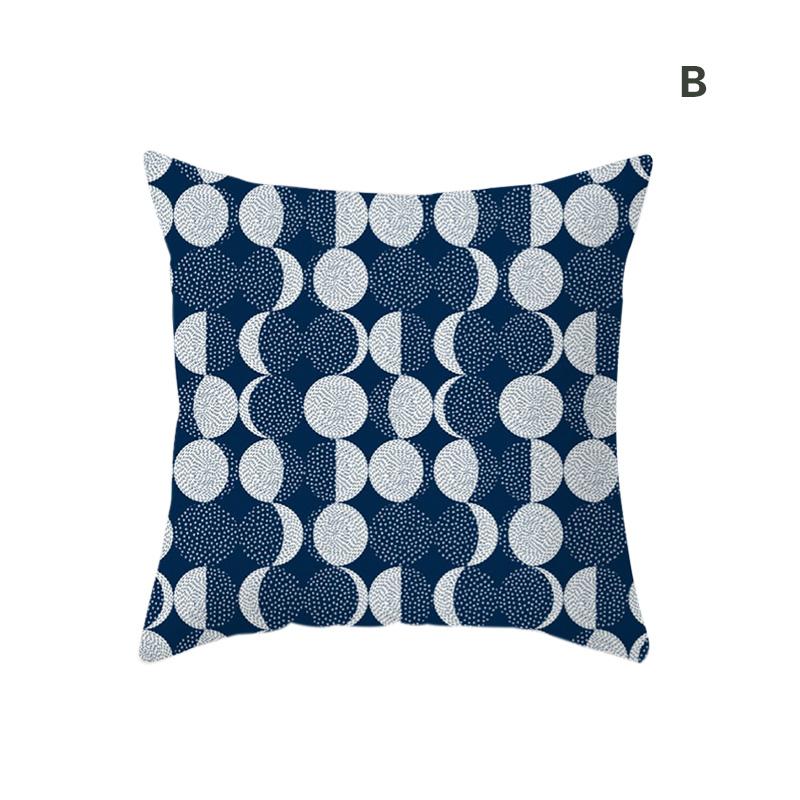 blue geometric throw pillows