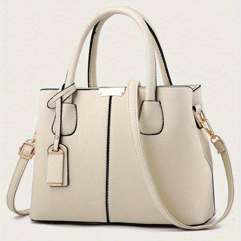 

Women Solid Color Handbag & Wallet Set, with PU Leather & Bow Pendant, Zipper Closure, Great Mother s Day/Valentine s Day Gift