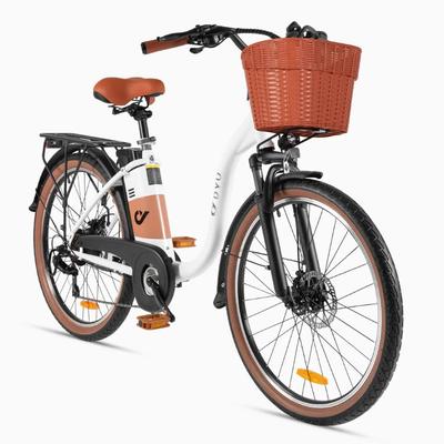 Rower Elektryczny DYU 26" Silnik 250W Prędkość Maksymalna 25 km/h 36V 15.6AH Zasięg Maksymalny 80 km Obciążenie 120 kg Biały C6 Pro