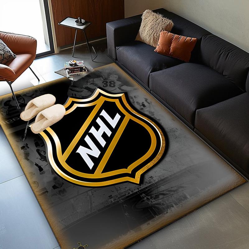 Tappeto Area Rug con Emblema Lega Hockey NHL Adatto per Interni ed Esterni, Tappeti per Cucine, Case, Uffici, Soggiorni, Arredamento Casa, Regalo di Natale