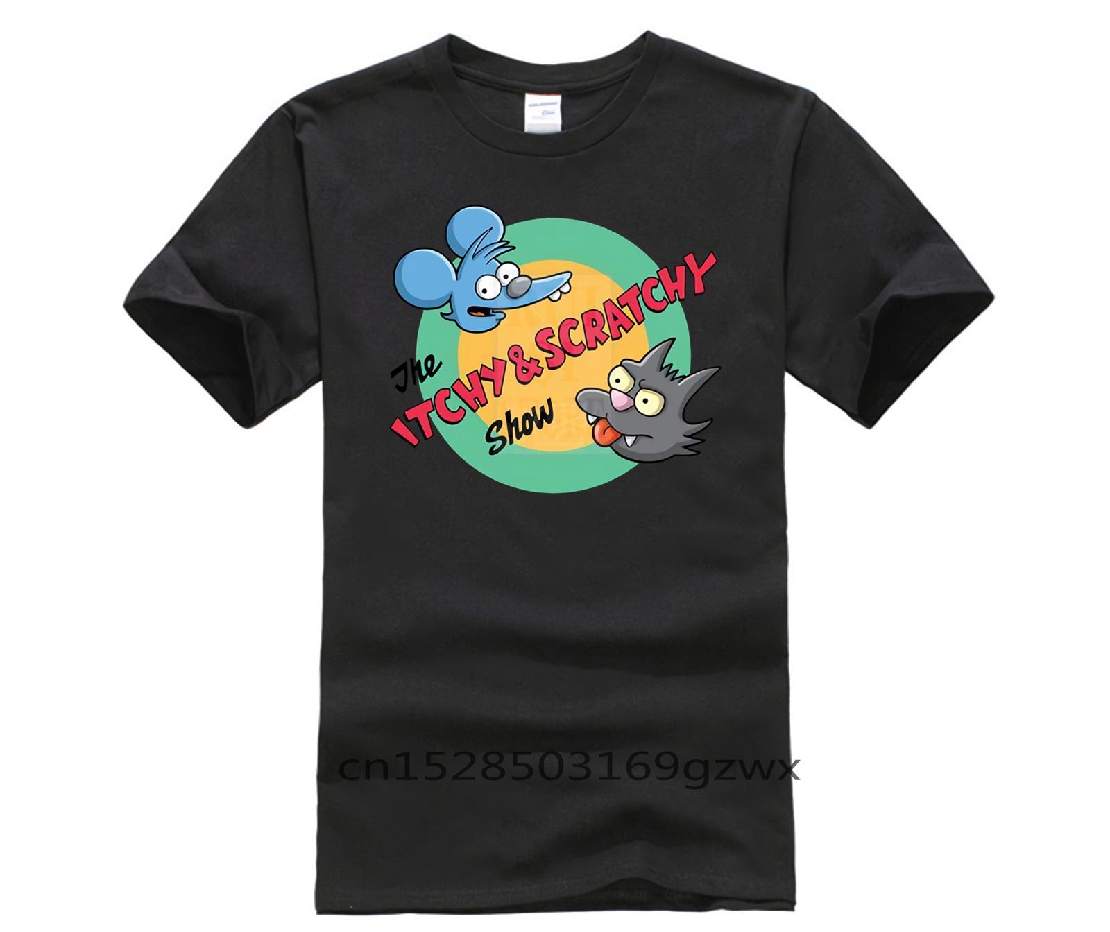 Модная креативная футболка с графическим рисунком, топ The Fight And Bite Itchy Scratchy, одежда, новая летняя унисекс, повседневная футболка с принтом, унисекс M