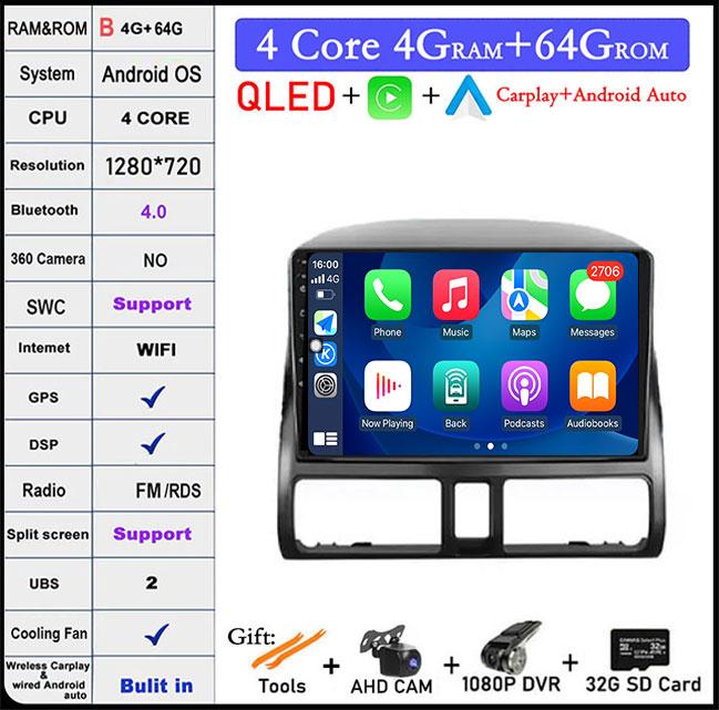 9 Lnch For Honda CR V 2 CRV 2001-2006 Android 14 Car Radio Multimedia Video Player GPS Navigation 4G Carplay Head Unit
