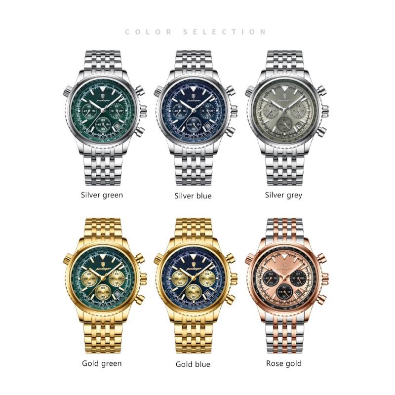 POEDAGAR Casual Man Clock Chronograph Date Waterproof Luminous Quartz Watches Stainless Steel Fashion Wristwatch Reloj