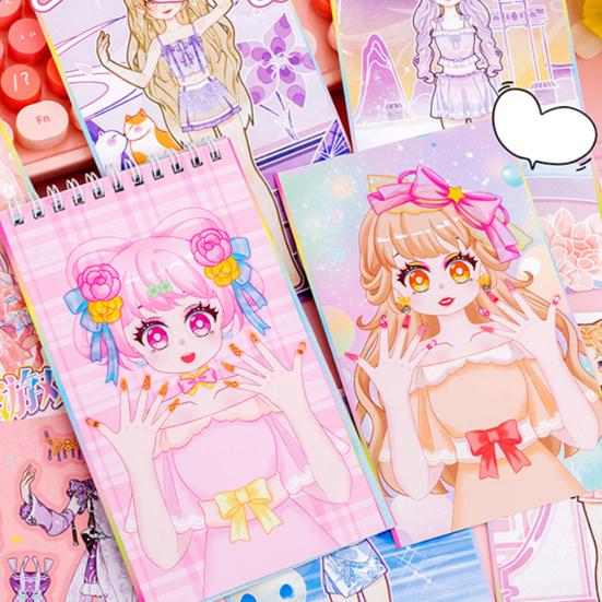 Fashion Doll Dress-Up Sticker Book for Girls DIY Paper Craft with Reusable Stickers Creative Activity Toy for Kids Cute Handmade